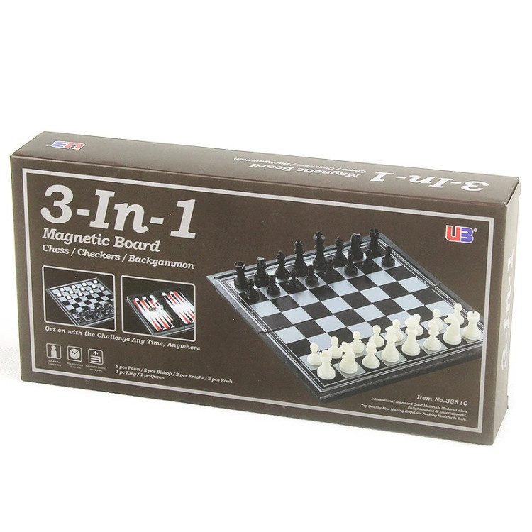 Шашки, шахи, нарди магнітні 3в1, магнітний набір (25х25), 38810