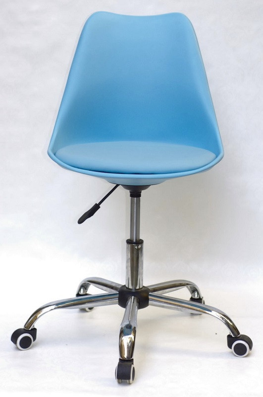 Офісний стілець Milan Office блакитний 52 на хромованій базі з колесами, фото 1