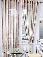 Тюль с нитяными шторами для дома спальни комнаты, штора из ниток в зал кухню Коричнево-золото-бежевый (NL-302)