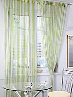 Кисейные занавески в дом кабинет спальню, шторы-нити для комнаты балкона Зелено-салатово-кремовые (NL-209)