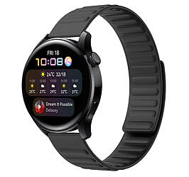 Силіконовий магнітний ремінець Primolux Magnet для годинника Huawei Watch 3 / Watch 3 Pro - Black