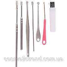Інструменти для чищення вух косметологічні професійні (набір 7 предметів + кейс пластиковий), фото 2