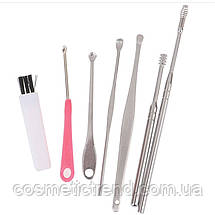 Інструменти для чищення вух косметологічні професійні (набір 7 предметів + кейс пластиковий), фото 3