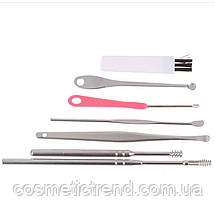 Інструменти для чищення вух косметологічні професійні (набір 7 предметів + кейс пластиковий), фото 4