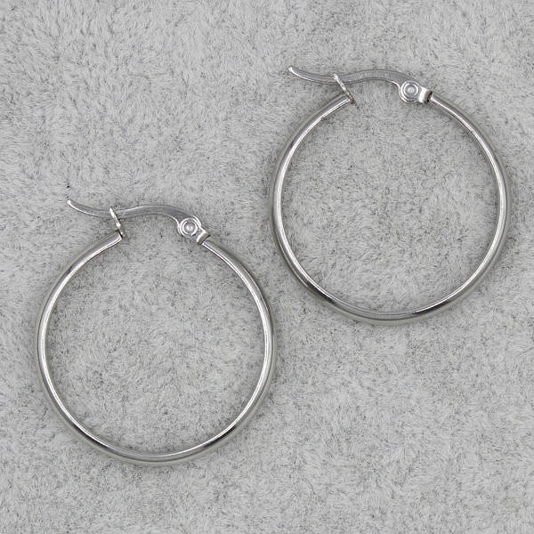 Сережки кільця 96 сріблясті 40 мм із медичної сталі від Stainless Steel Застібка англійський замок