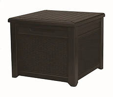 Стіл пластиковий і скриня CUBE RATTAN 208 л, коричневий