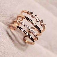 Кольцо Бали золото/ многорядное /регулирующийся размер/с цирконами/модные кольца/ покрытие серебром 925