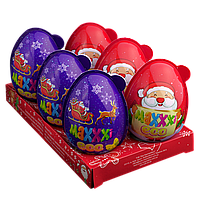 Яйцо пластиковое Maxxxi egg Новогоднее с игрушкой-сюрпризом и конфетами для девочки и мальчика