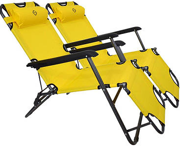 Комплект шезлонгів Bonro 180 см жовтий (2 шт) (70000215)