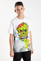 Стильная детская футболка для мальчика с принтом монстра Young Reporter Польша 191-0440B-44-200-1 Белый.Топ!