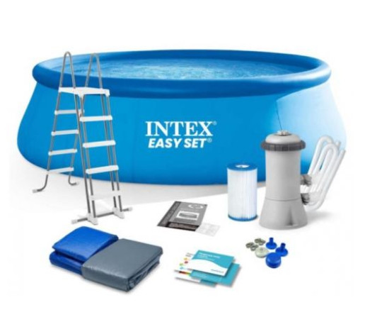 Надувной бассейн Intex 26166, 457х107 см, объем 12 430 л, фильтр 3785 л/ч, лестница, тент, подстилка, фото 1