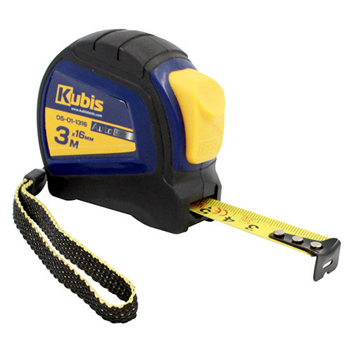 Рулетка 3м×16мм будівельна автостоп металеве полотно Kubis 05-01-1316