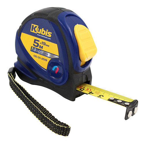 Рулетка з магнітом 5м×19мм будівельна металеве полотно Kubis 05-01-2519