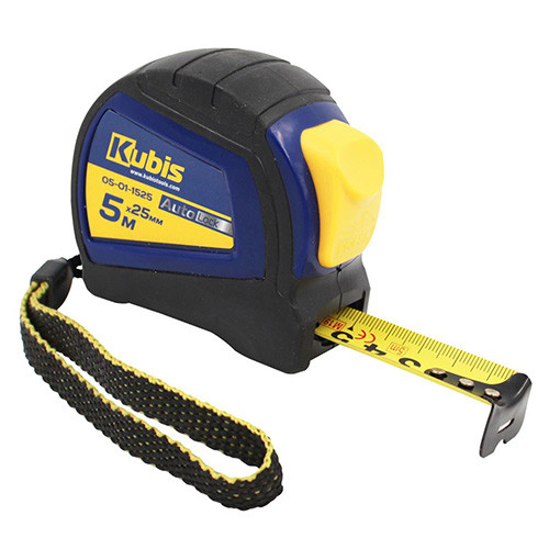 Рулетка 5м×25мм будівельна автостоп металеве полотно Kubis 05-01-1525