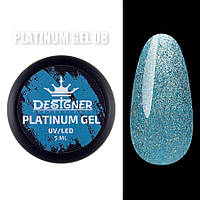 Гель с шиммером Platinum Gel (Дизайнер Профессионал), 5 мл. Голубой 08