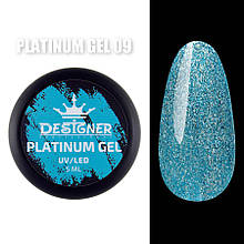 Гель із шиммером Platinum Gel (Дизайнер Професіонал), 5 мл. Бірюзовий 09