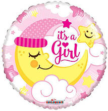 Фольгована кулька коло з місяцем "it's a girl" рожевий 18" Китай