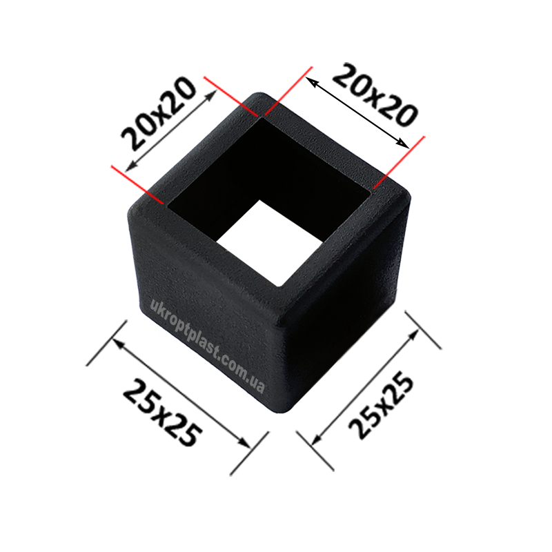 Заглушка перехідна центруюча 20x25 (з труби 20х20 на 25х25)