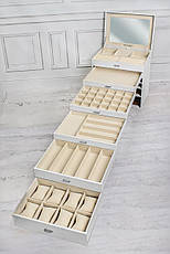 Велика скринька-органайзер Elegant Collection для прикрас, 6 рівнів, біла, фото 5