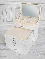 Велика скринька-органайзер Elegant Collection для прикрас, 6 рівнів, біла, фото 2