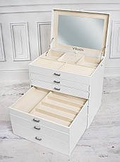 Велика скринька-органайзер Elegant Collection для прикрас, 6 рівнів, біла, фото 4