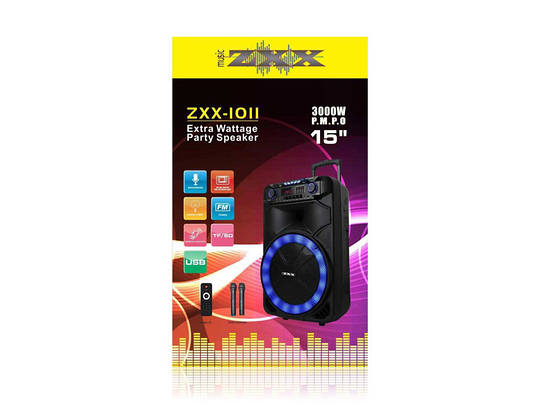 Акустична переносна колонка ZXX-1011 800 Вт 15" 45х72х36 см USB/SD/FM/BT/2MIC/ДУ BF, фото 1
