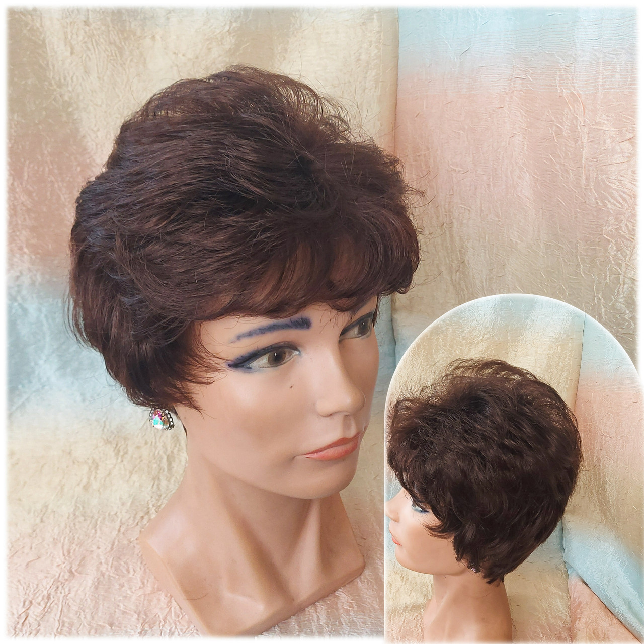 Перука коротка пишна з канекалону каштановий 015А-33A, фото 1