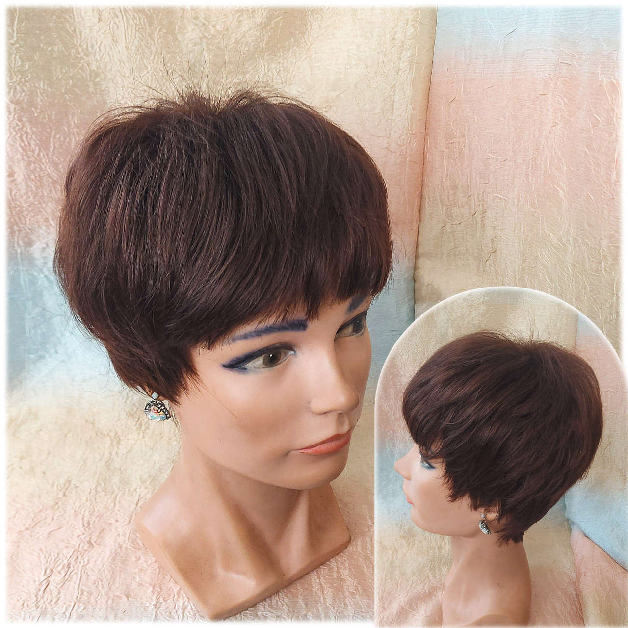 Коротка перука з канекалону каштановий 4400-33, фото 1