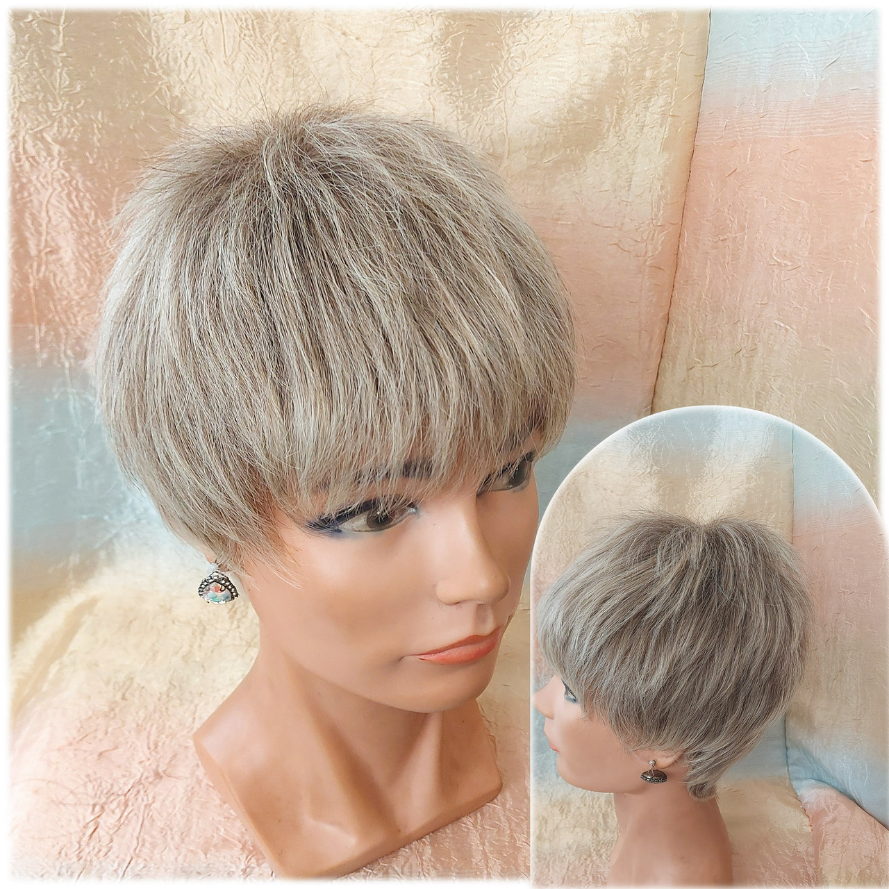 Перука коротка з термоволосся платніновий омбре CXD 812-HL760, фото 1