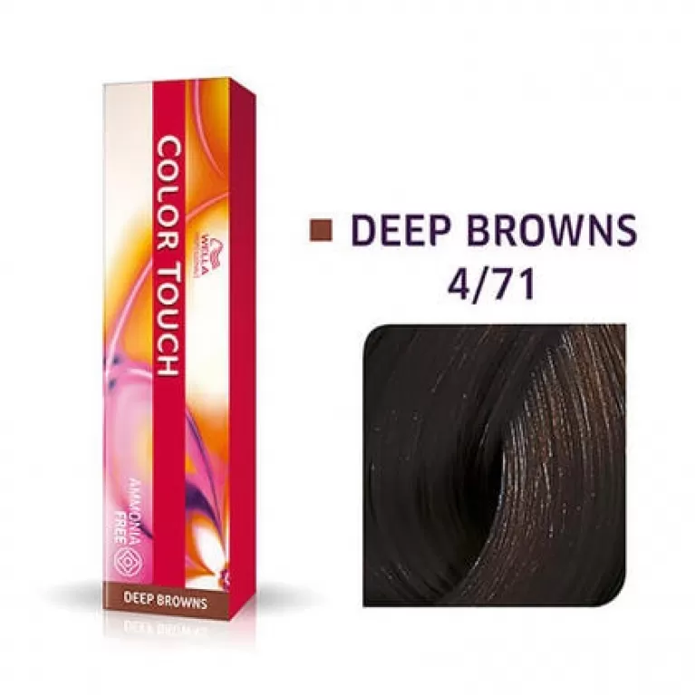 Фарба для волосся Wella Color Touch 60мл. 4/71 середній коричневий коричнево-попелястий, фото 1