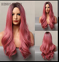 Перука пряме волосся рожевого омбре