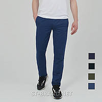Розміри: M,3XL. Якісні чоловічі спортивні штани ST-BRAND / Трикотаж - лакоста - сині індиго