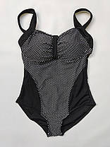 ОПТ Суцільний купальник для повних у горошок Z.Five 66075-1 чорний 50 52 54 56 58 розмір, фото 5