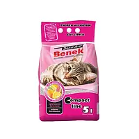 Бентонитовый наполнитель Super Benek Compact для кошачьего туалета, с ароматом цитрусовой свежести, 5 л