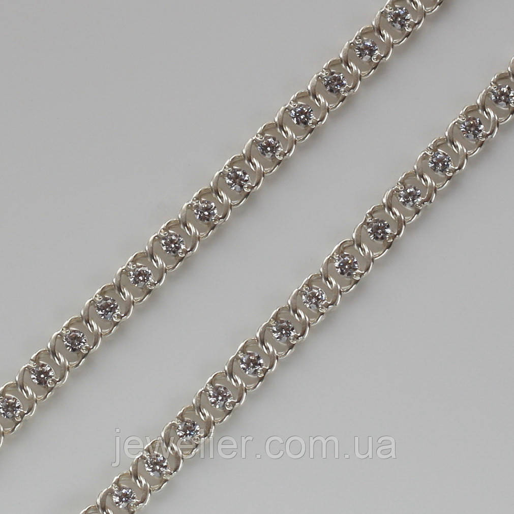 Срібний ланцюжок "Арабка з білим камінням" 5 мм, 55 см