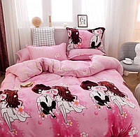 Полуторный комплект постельного белья для детей, розовый бязь. Хлопковое, постельное белье для девочки