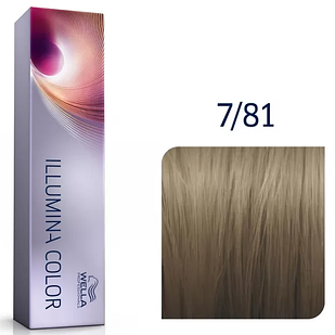 Фарба для волосся Wella ILLUMINA Color 60мл. 7/81 середній блондин перлинно-попелястий