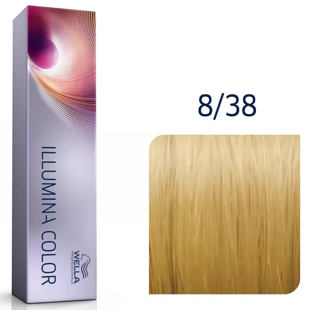 Фарба для волосся Wella ILLUMINA Color 60мл. 8/38 світлий блонд золотисто-жечужний, фото 1