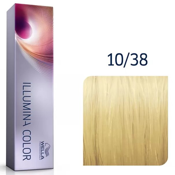 Фарба для волосся Wella ILLUMINA Color 60мл. 10/38 яскравий золотисто-перлинний блонд, фото 1