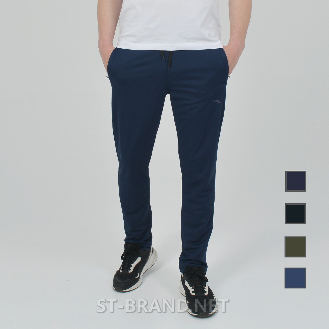 Темно-сині чоловічі спортивні штани із трикотажу лакости ST-BRAND™