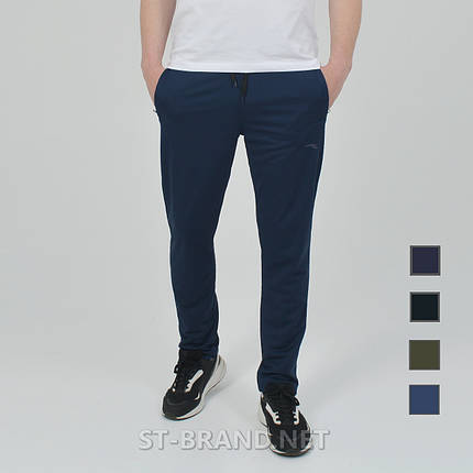 Темно-сині чоловічі спортивні штани із трикотажу лакости ST-BRAND™, фото 2