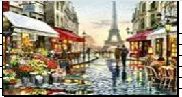 Алмазна мозаїка по номерах 30*40 Паризькі кафе в рулоні, Пластикові стрози (УТ 100025931)