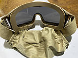 Окуляри тактичні маска для шолома,3 змінних фільтра колір пісок кайот, фото 6
