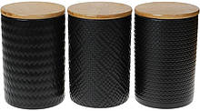 Набір 3 керамічні банки "Modern" Black Style 800мл з бамбуковими кришками