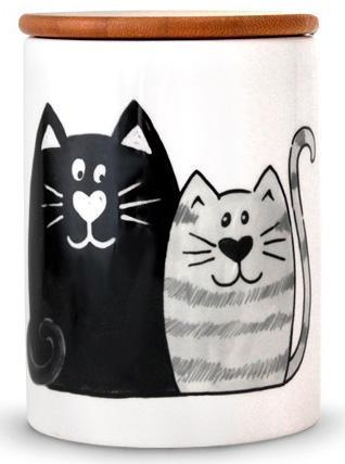 Банка для продуктів «Мурчики» 850 мл керамічна з бамбуковою кришкою, фото 1