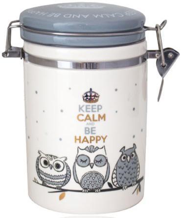 Банка керамічна Be Happy «Совушки» 1.2л, кришка з клямкою