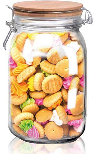Банку для продуктів "Biscuit" 1.5л скляна з бамбуковою кришкою