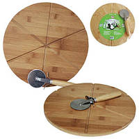 Дошка кухонна "Pizza" Ø 30 см для піци з прорізами, бамбукова