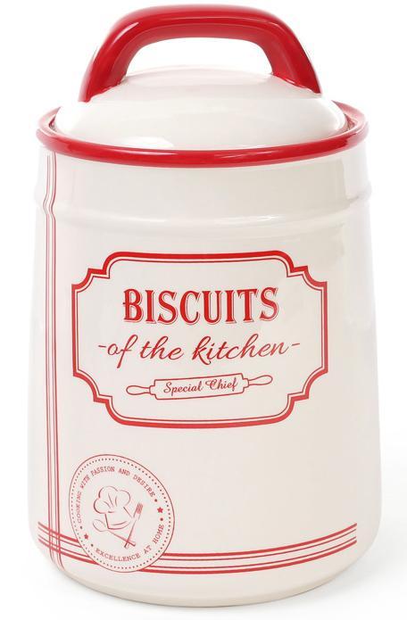 Банка керамічна Red&Blue BISCUITS 1250мл, для печива, червона