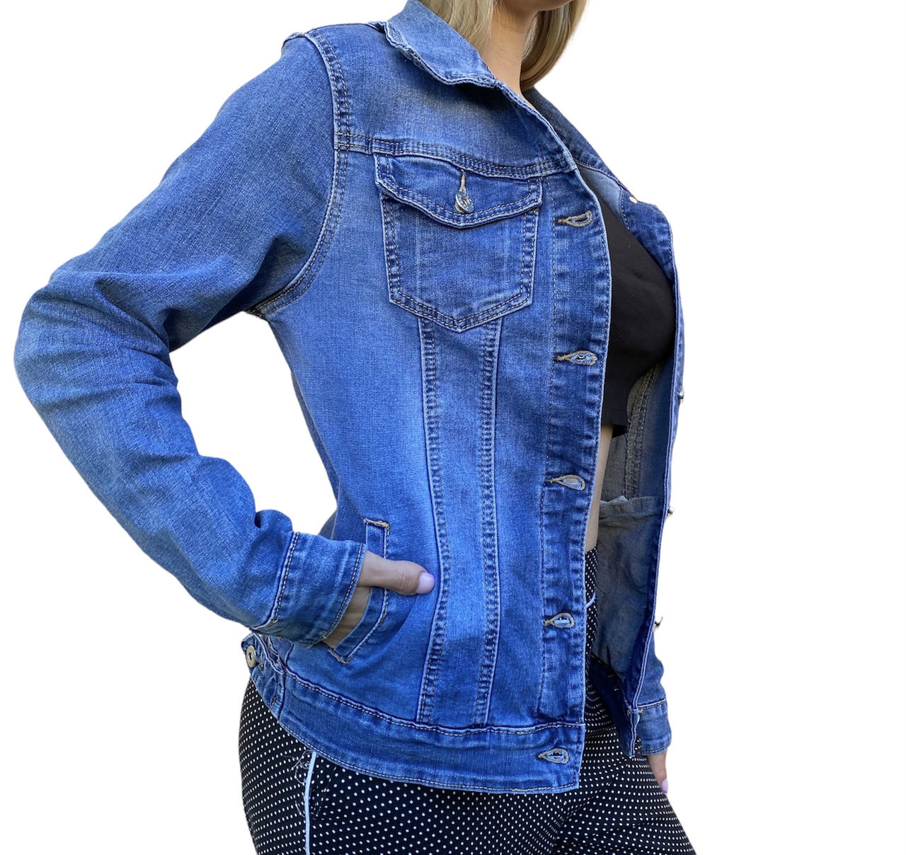 Жіноча джинсова світла світла курточка розмір 46